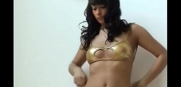 I will turn you on in my shiny gold PVC panties